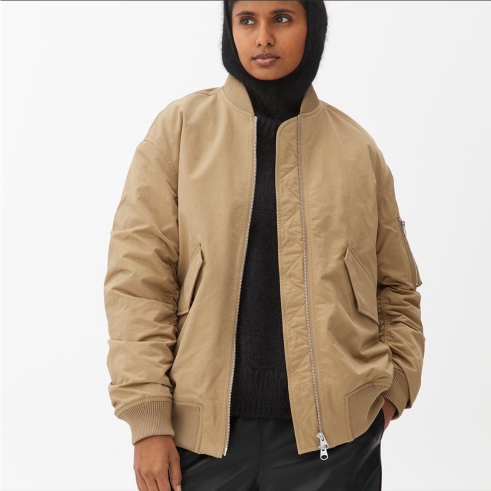 ARKET Europe beige tan bomber jacket Sz XS 36